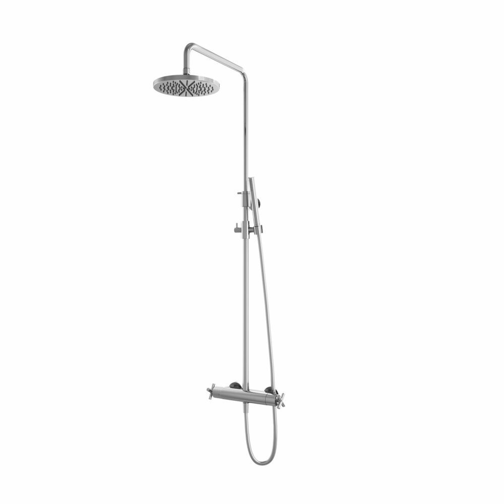 Hotbath Chap SDS3 opbouw regendouche staafhanddouche 25 geborsteld nikkel