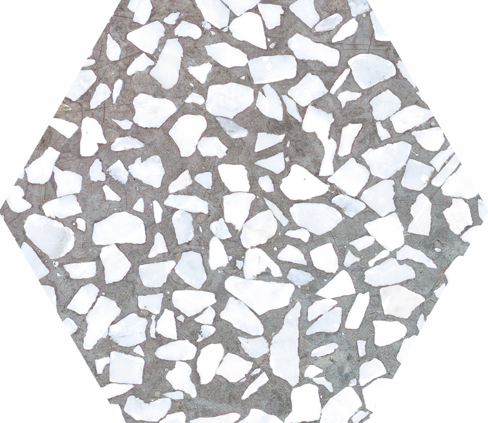 Heritage Riazza Grigio hexagon terrazzo vloertegel 23x27 grijs