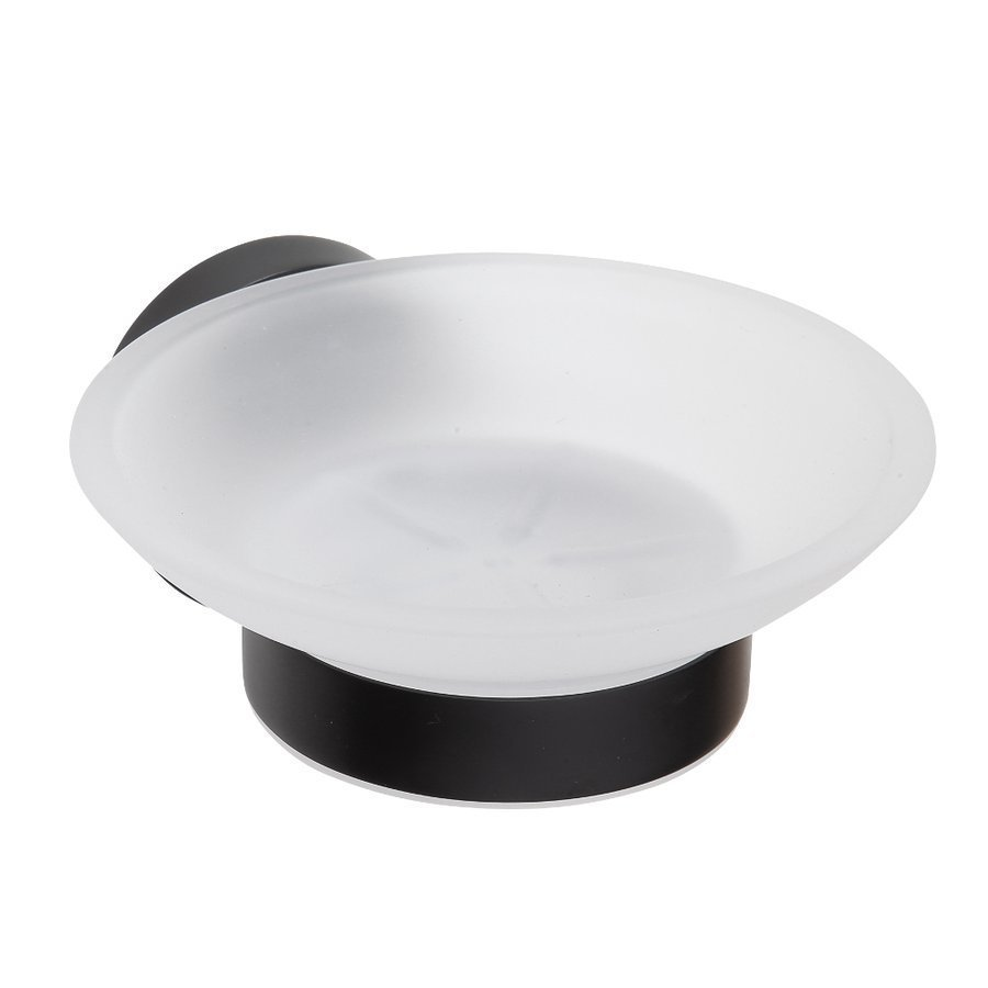 X-Round Black Zeepschaal houder matglas Black