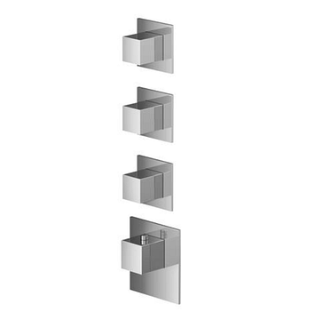 Hotbath Mate MHQ3 High Flow inbouw thermostaat met 3 stopkranen geborsteld nikkel