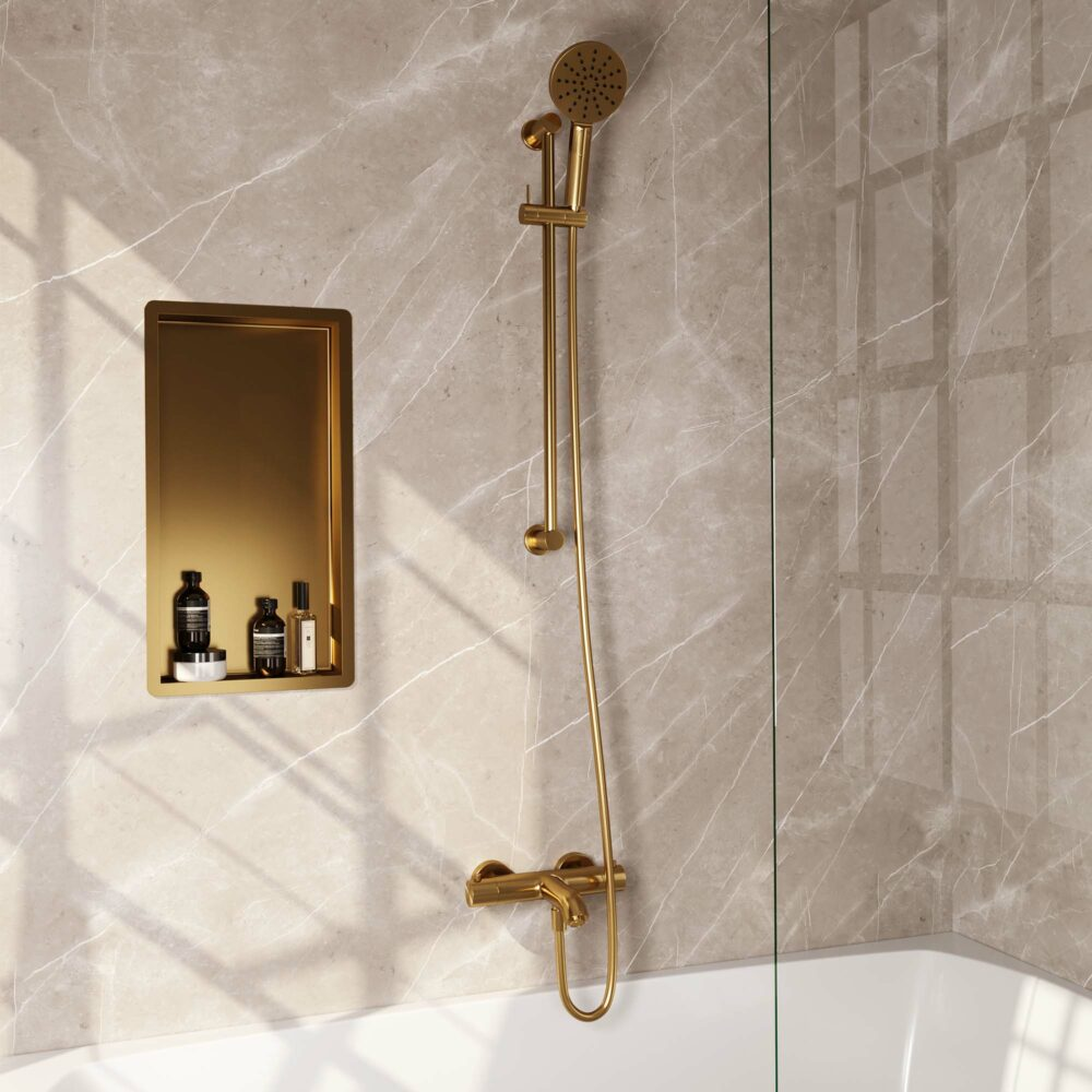 Brauer Gold Edition opbouw baddouche met glijstang en ronde handdouche goud