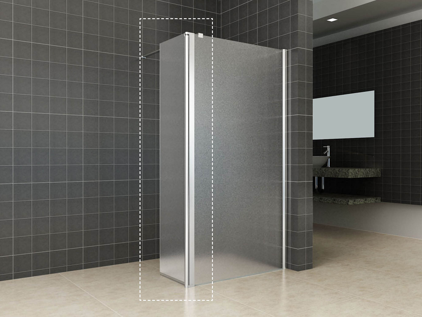 Wiesbaden Comfort zijwand draaibaar rechts 350 x 2000 x 10 mm nano melkglas/chroom