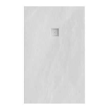 Tapo Relievo Crag douchebak 100&#215;160 cm mat wit met geborsteld RVS afvoerrooster