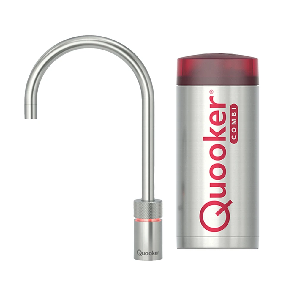 Quooker Nordic Round Single Tap kokend waterkraan met COMBI boiler RVS