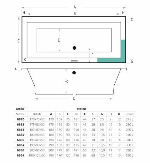 Xenz Society bubbelbad met Koller WP3 systeem 170x75 mat zwart