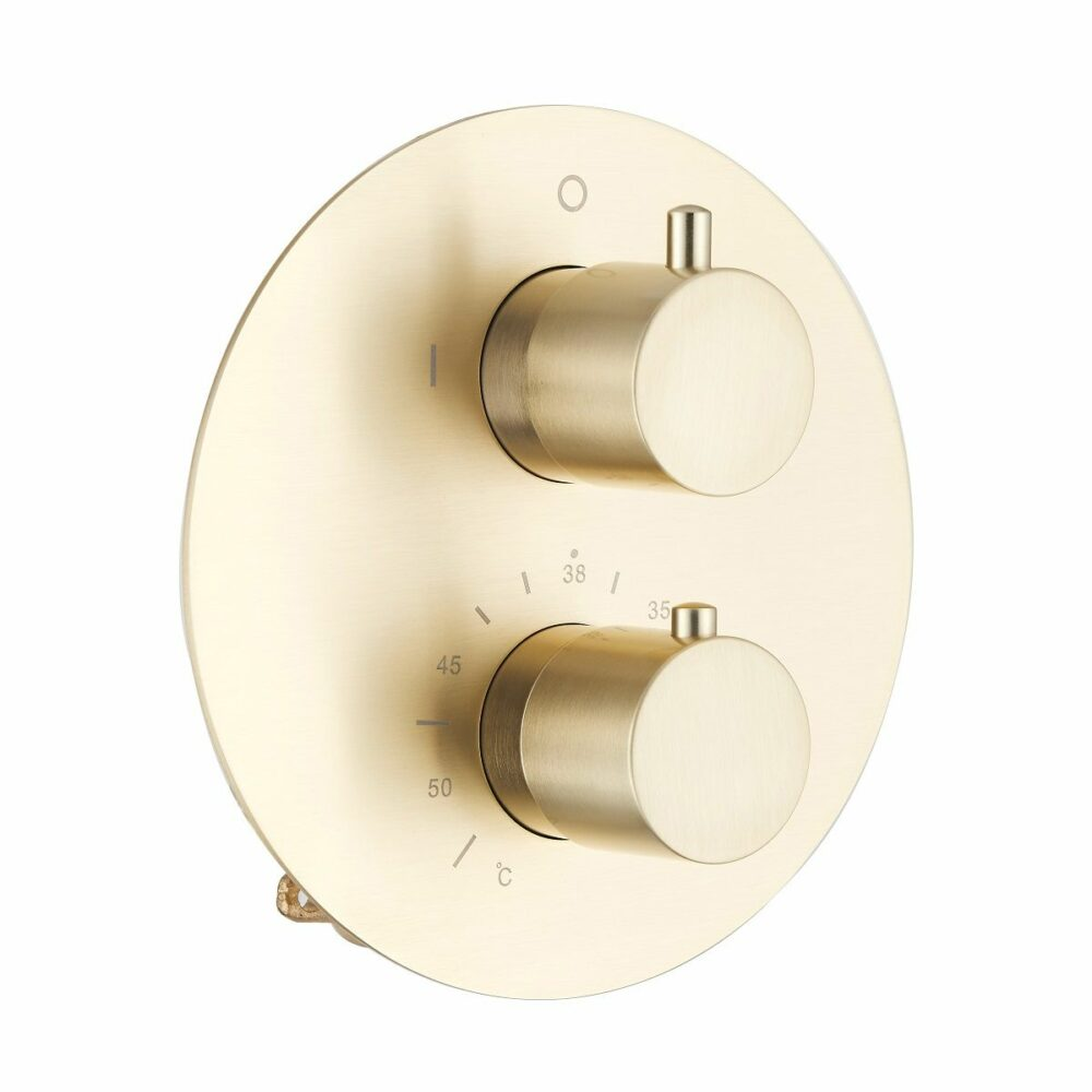 Saniclear Brass ronde thermostatische inbouw douchekraan geborsteld messing