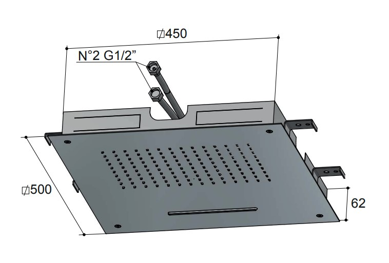 Hotbath Archie AR142 inbouw hoofddouche met cascade 50 cm RVS 316