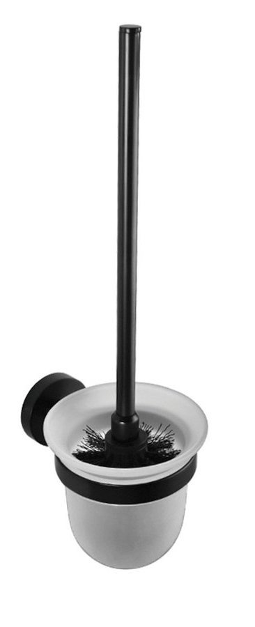 X-Round Black  Wandmontage toiletborstel/houder matglas zwart