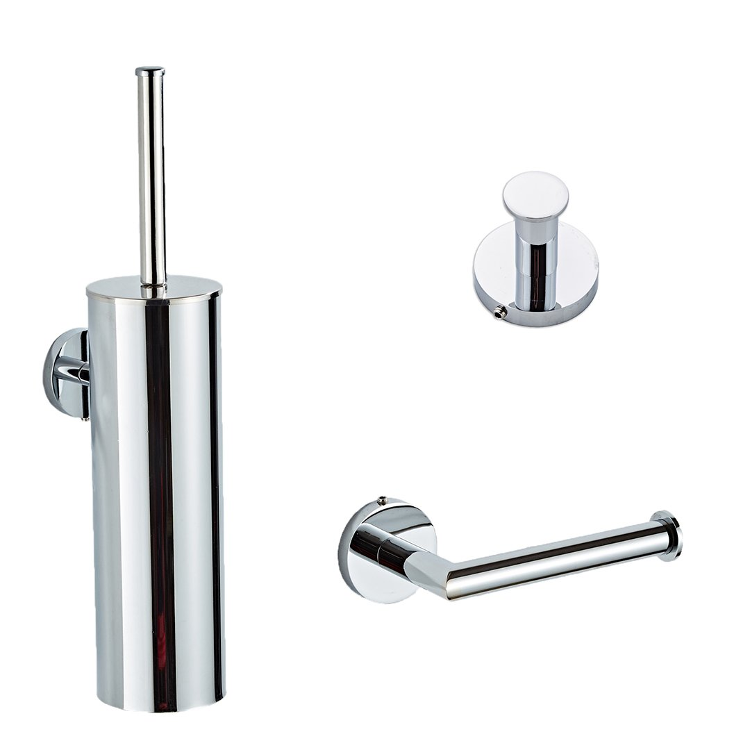 Saniclear Talpa toilet accessoire set incl toiletborstel, rolhouder en haak chroom