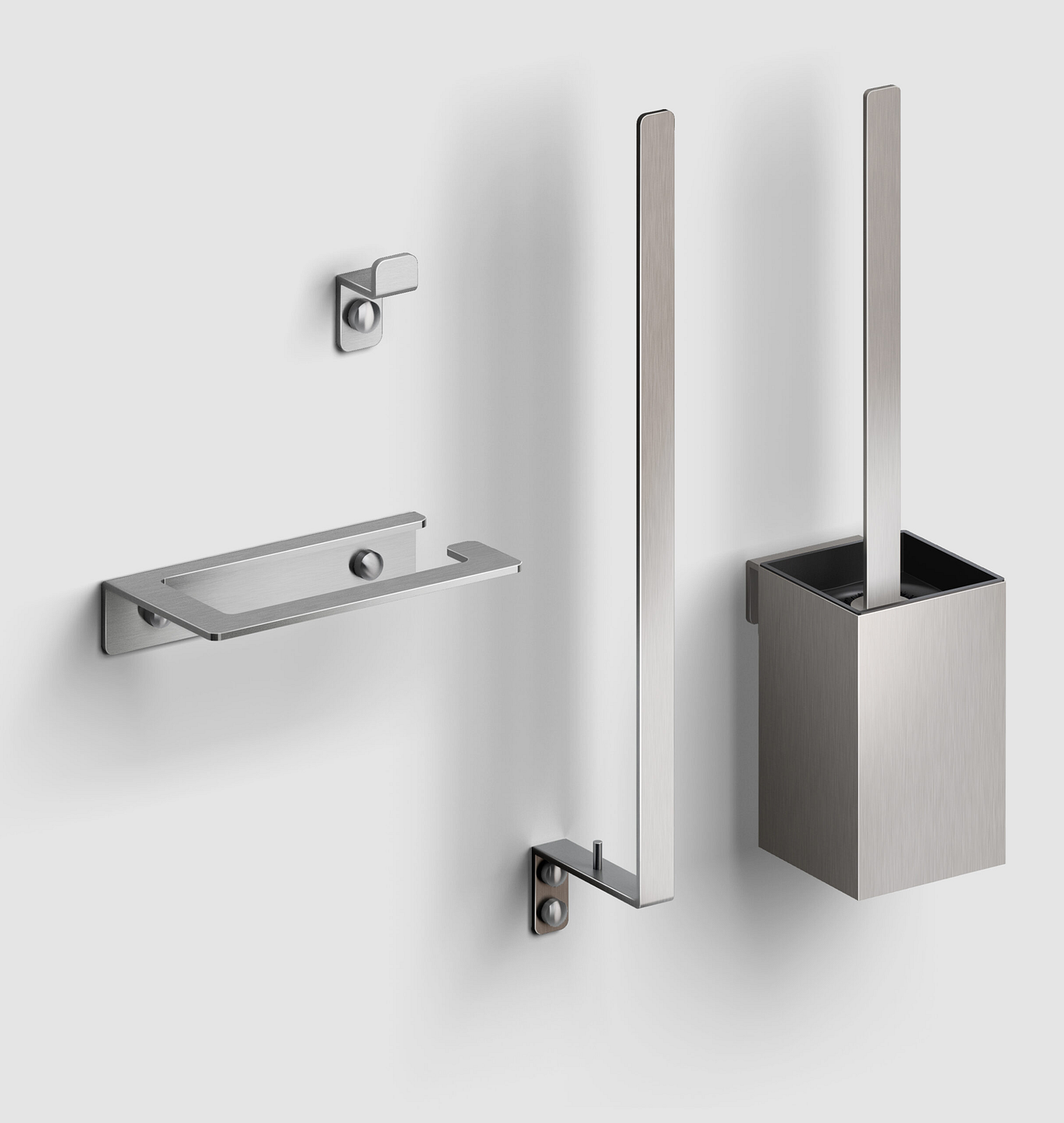 Clou Fold toilet accessoireset, rvs geborsteld