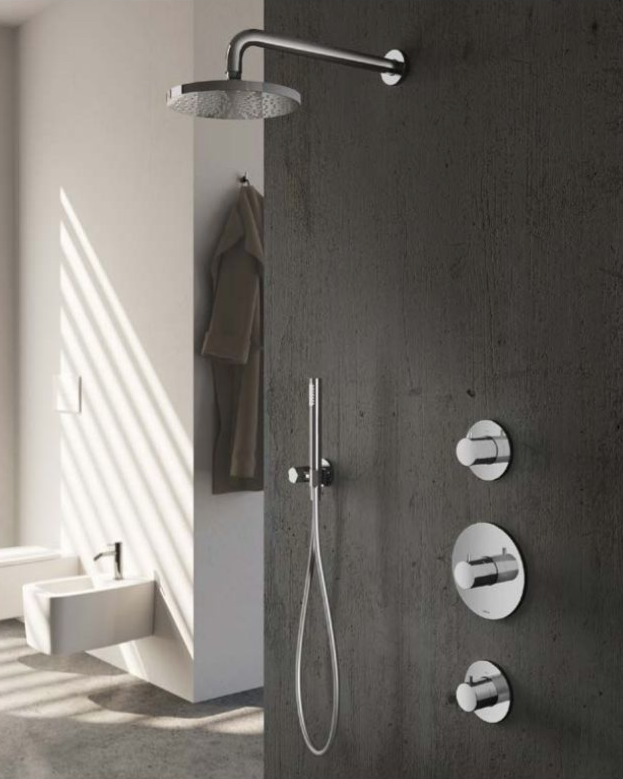 Hotbath Buddy IBS1 inbouw douche set met 2 stopkranen chroom staafdouche plafondbuis 30cm douchekop 30cm