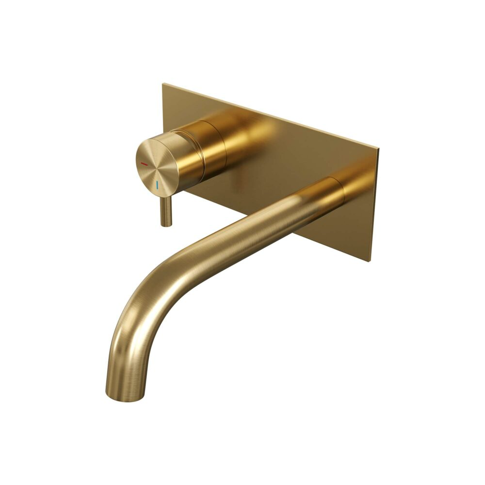 Brauer Gold Edition inbouw wastafelkraan met gebogen uitloop en kleine staaf 20x9 goud
