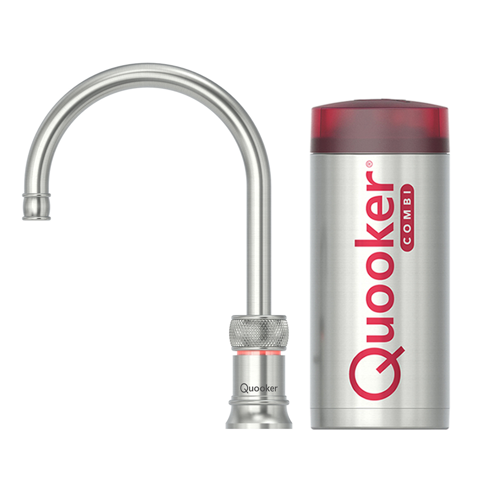 Quooker Classic Nordic Round Single Tap kokend waterkraan met COMBI boiler RVS