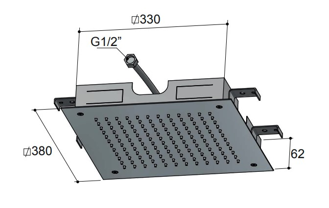 Hotbath Archie AR110 inbouw hoofddouche vierkant 38 cm RVS 316