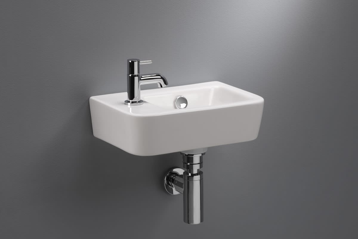 Novara Fontana keramische fontein kraan gat links 37x24,5x10  cm wit