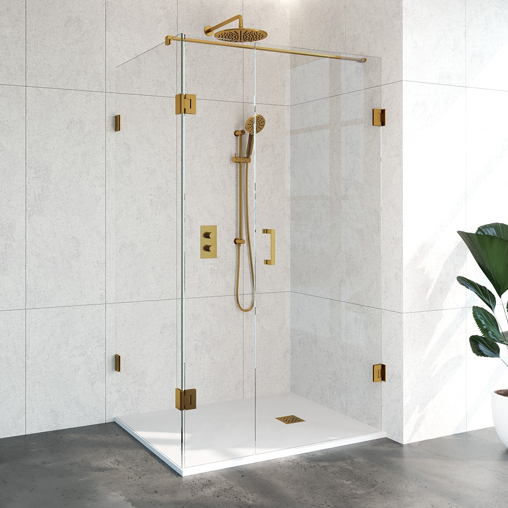 Topa Creative rechthoekige douchecabine 3-delig 120x90 goud