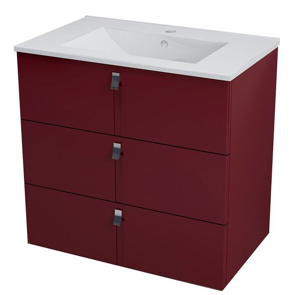 Sapho Mitra Badkamermeubel keramiek/MDF 75x45x70 bordeaux rood