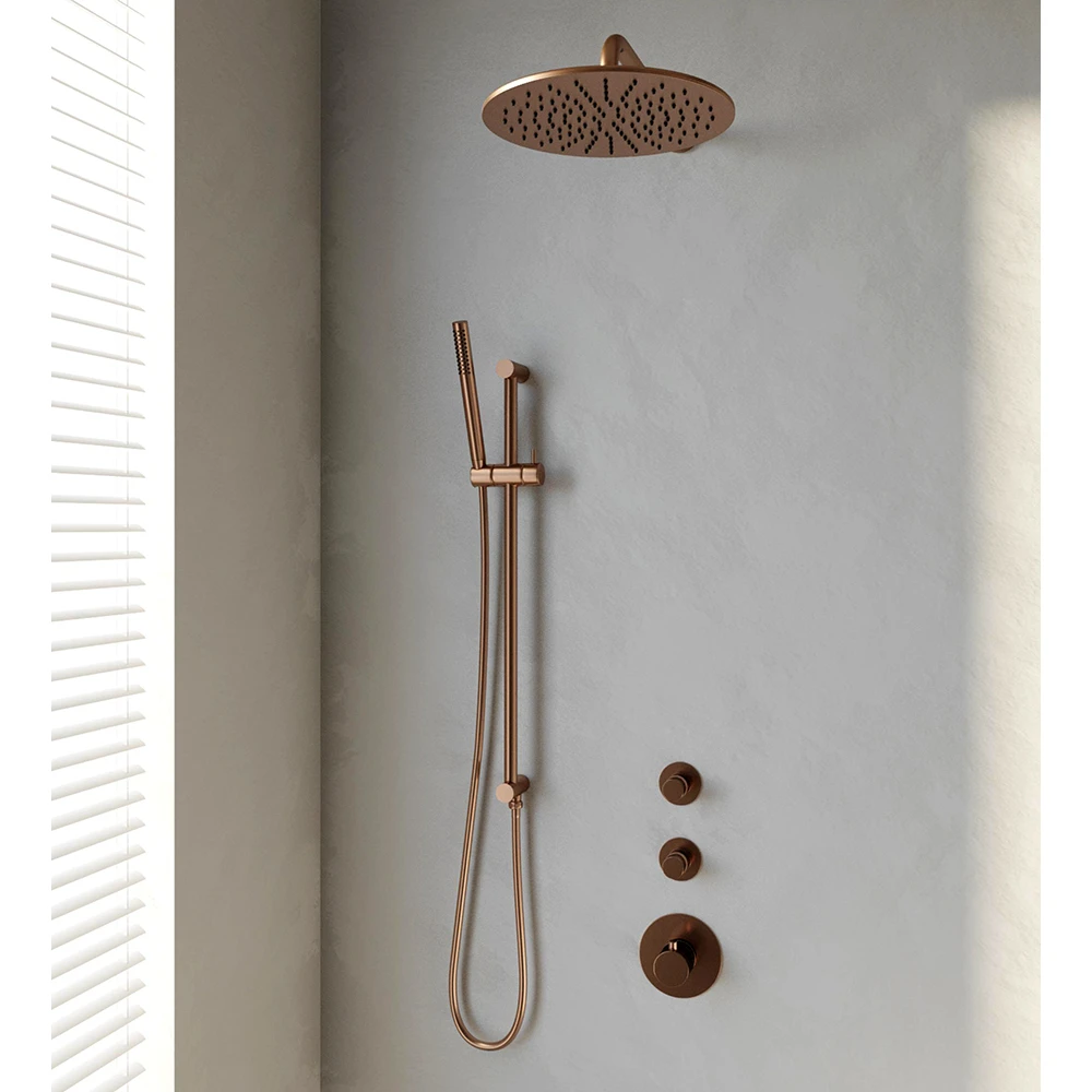 Brauer Copper Edition doucheset glijstang, gebogen muurbuis en staafhanddouche 30 koper