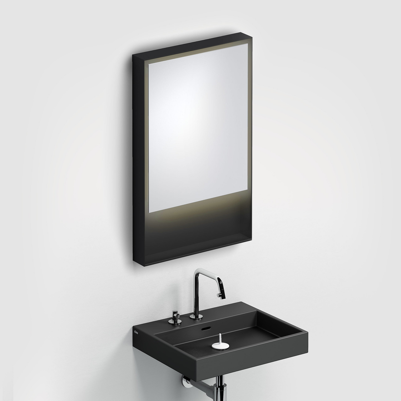 Clou Look at Me spiegel, 50cm, LED-verlichting, IP44, mat zwart