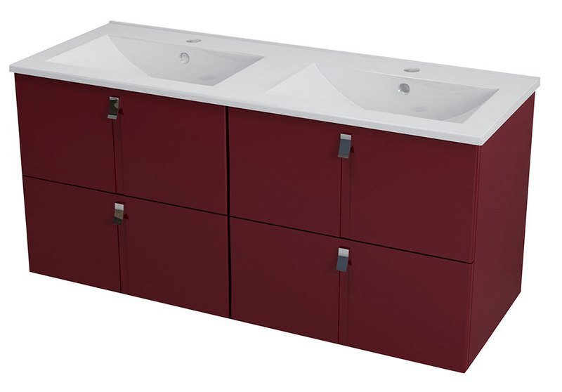 Sapho Mitra Badkamermeubel keramiek/MDF 120 cm bordeaux rood