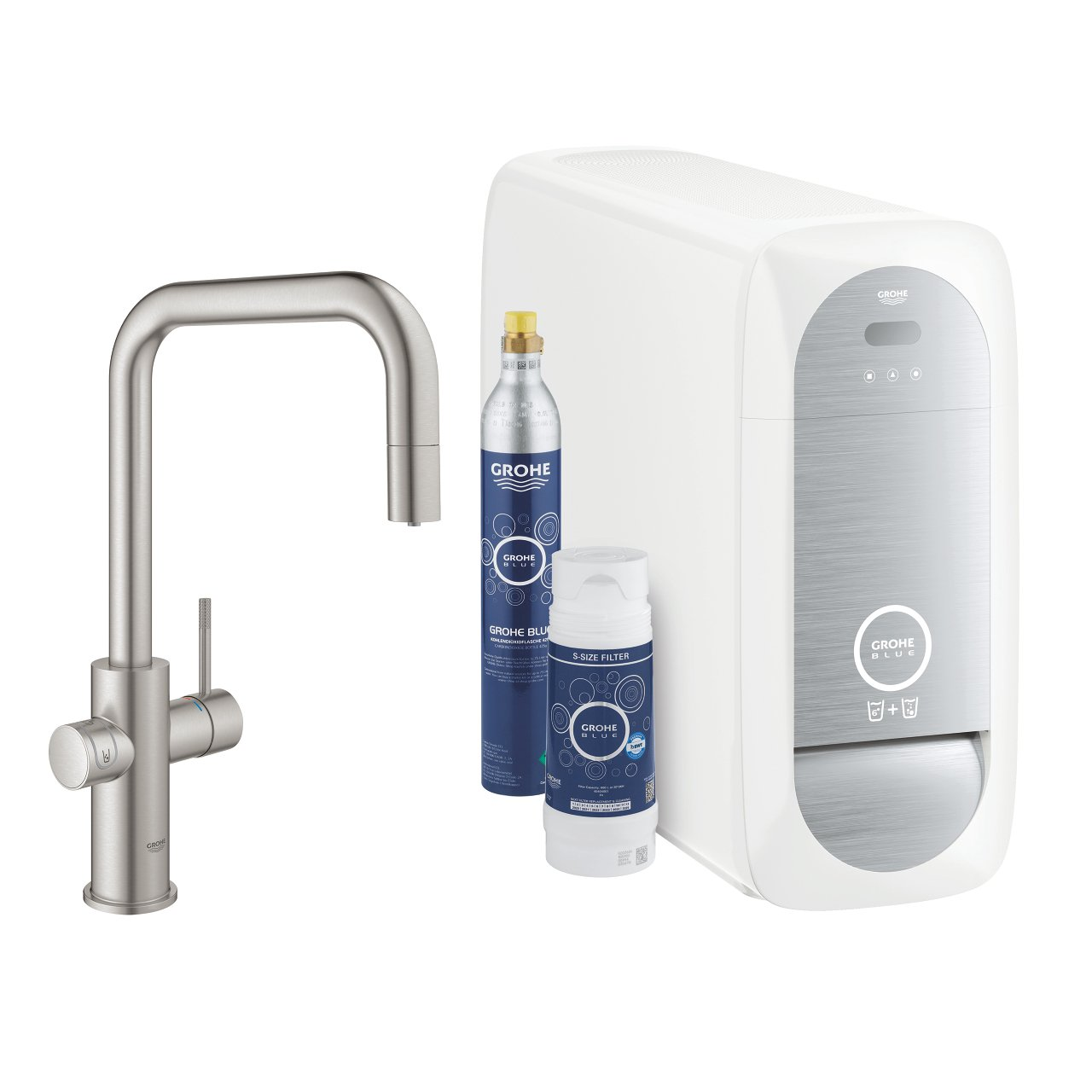 Grohe Blue Home keukenkraan starterkit met u-uitloop Supersteel