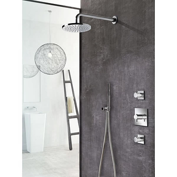 Hotbath Laddy inbouw douche set met 2 weg IBS2RA geborsteld nikkel staafdouche plafondbuis 30 cm douchekop 20 cm (incl. glijstang)