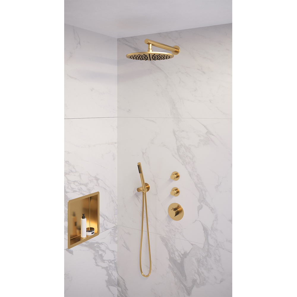 Brauer Gold Edition doucheset rechte muurbuis en staafhanddouche 30 goud