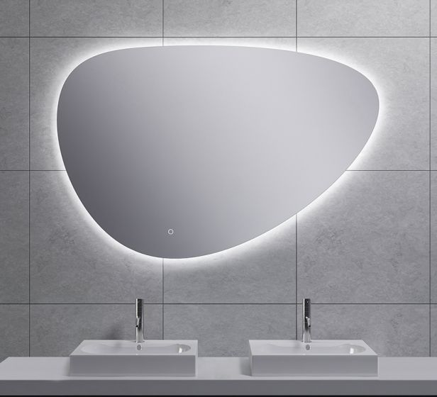 Wiesbaden Uovo spiegel eirond met LED verlichting 140x93 cm chroom