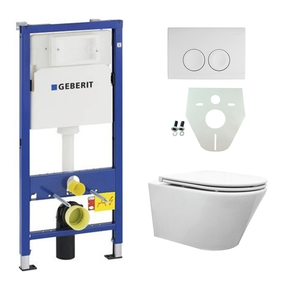 Geberit UP 100 met Vesta toilet met Flatline zitting compleet wit