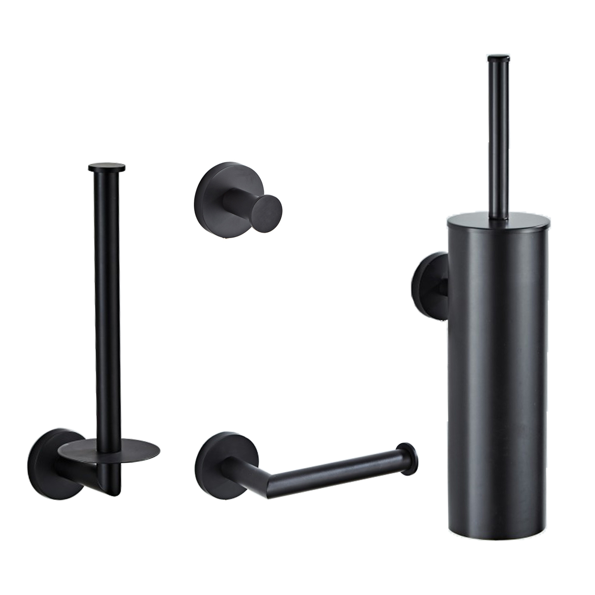 Saniclear Nero 4-delig toiletaccessoires set mat zwart