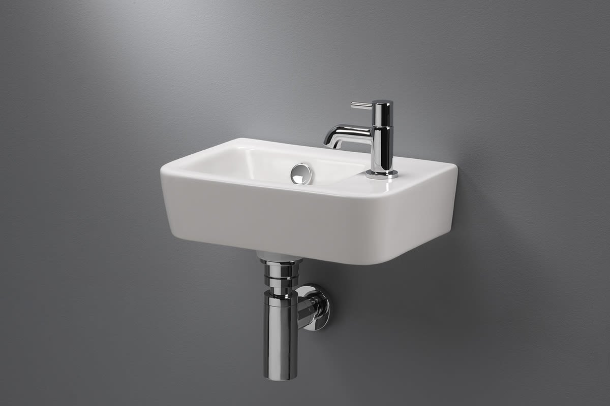 Novara Fontana keramische fontein kraan gat rechts 37x24,5x10  cm wit