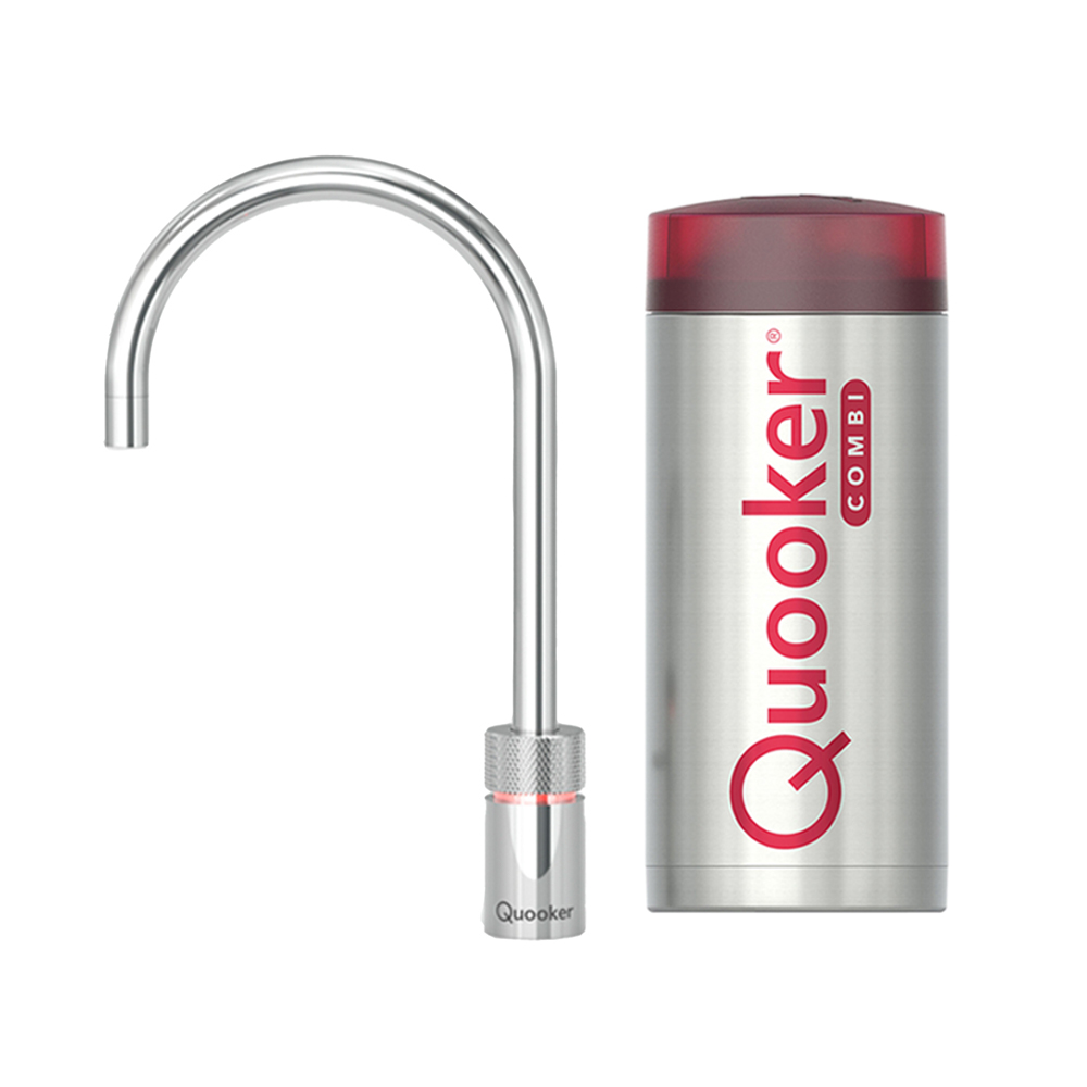 Quooker Nordic Round Single Tap kokend waterkraan met COMBI boiler chroom