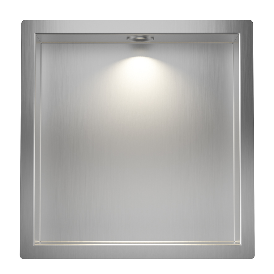 Wiesbaden Demis inbouwnis met LED 30 x 30 x 7 cm RVS