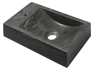 Sapho Blok stenen wastafel 40×22 zwart antraciet