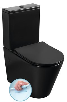 Paco rimless compact staand toilet incl. spoelsysteem en zitting mat zwart