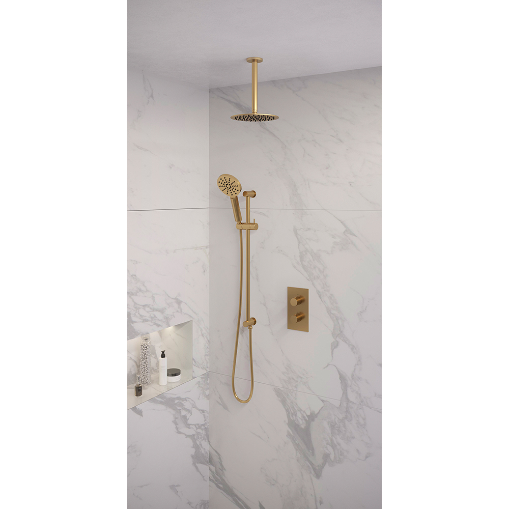 Brauer Gold Edition doucheset glijstang en ronde handdouche 3-weg 20 goud