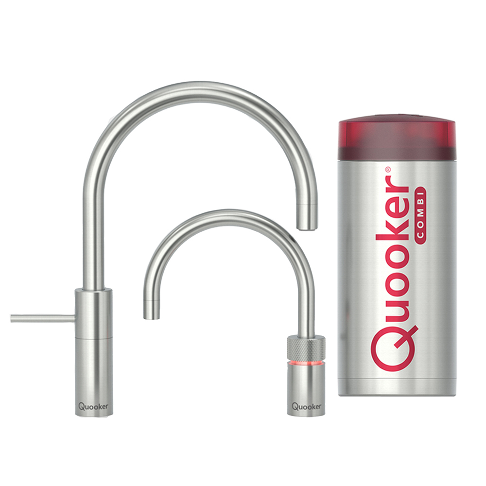 Quooker Nordic Round Twintaps kokend waterkraan met COMBI boiler RVS