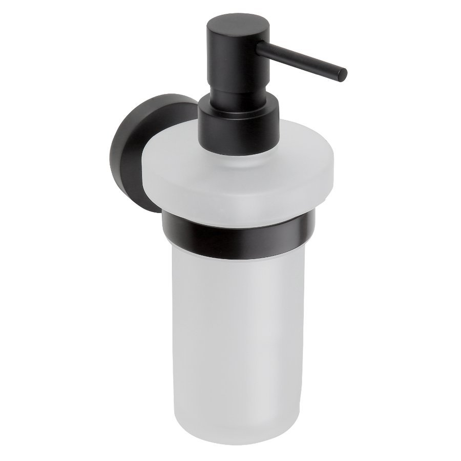 X-Round Black Zeepdispenser houder matglas 250ml zwart