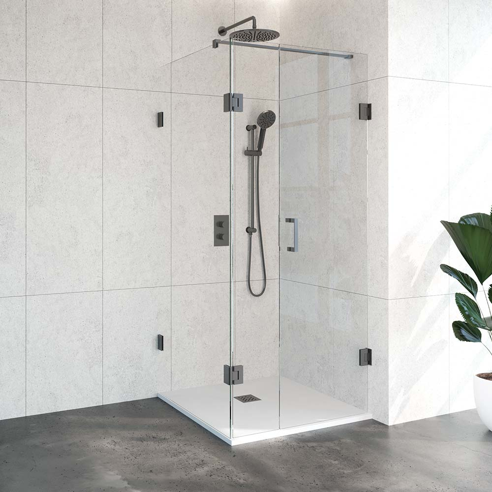 Tapo Creative vierkante douchecabine 3-delig 90x90 Gunmetal