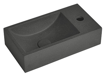 Sapho Small Crest wastafel inclusief waste rechts 40 x 22 zwart graniet