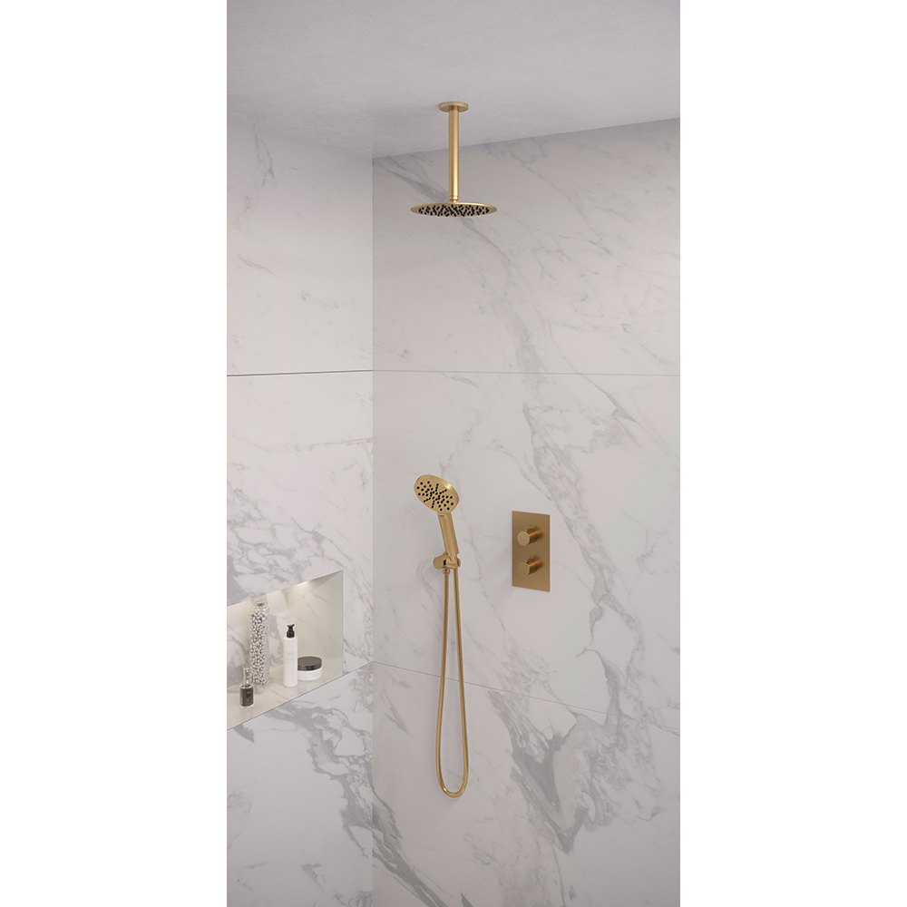 Brauer Gold Edition doucheset met ronde handdouche 3-weg 20 goud