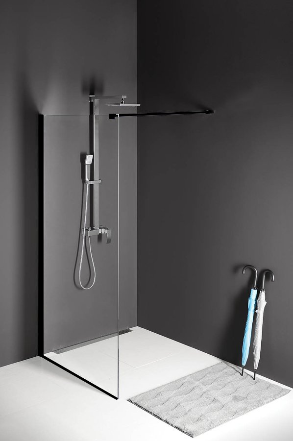 Polysan Modular Shower inloopdouche glasplaat 100x200 mat zwart