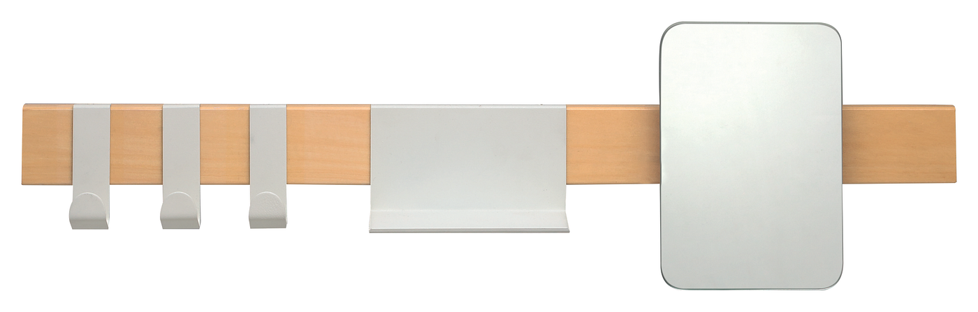 Sealskin Brix houten kapstok inclusief spiegel 12.5x72x20 cm wit