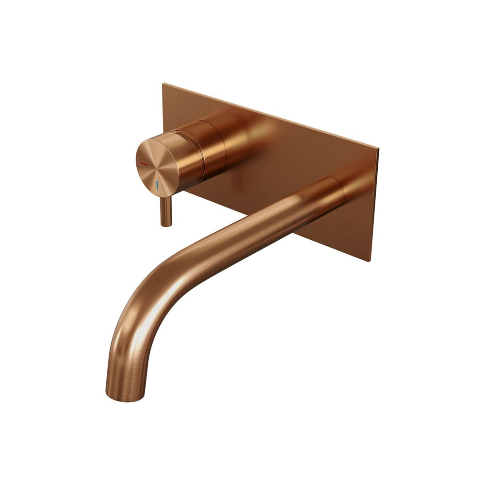 Brauer Copper Edition inbouw wastafelkraan met gebogen uitloop en kleine staaf 20x9 koper