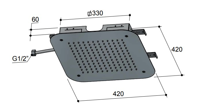 Hotbath Mate M147 vierkant 42cm plafondinbouw regendouche geborsteld nikkel