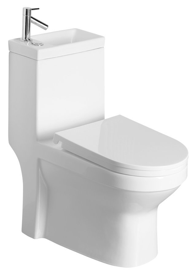 Aqualine Hygie rimfree staand toilet met wastafel wit