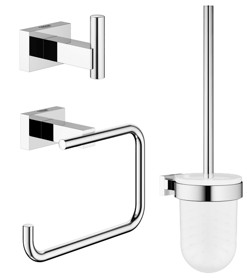 Grohe Essentials Cube accessoireset 3-in-1 (haak, borstelhouder, rolhouder/klep) chroom