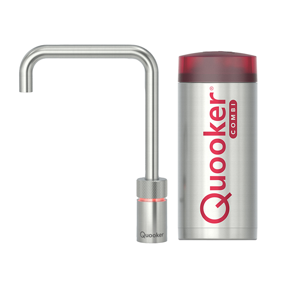 Quooker Nordic Square Single Tap kokend waterkraan met COMBI boiler RVS