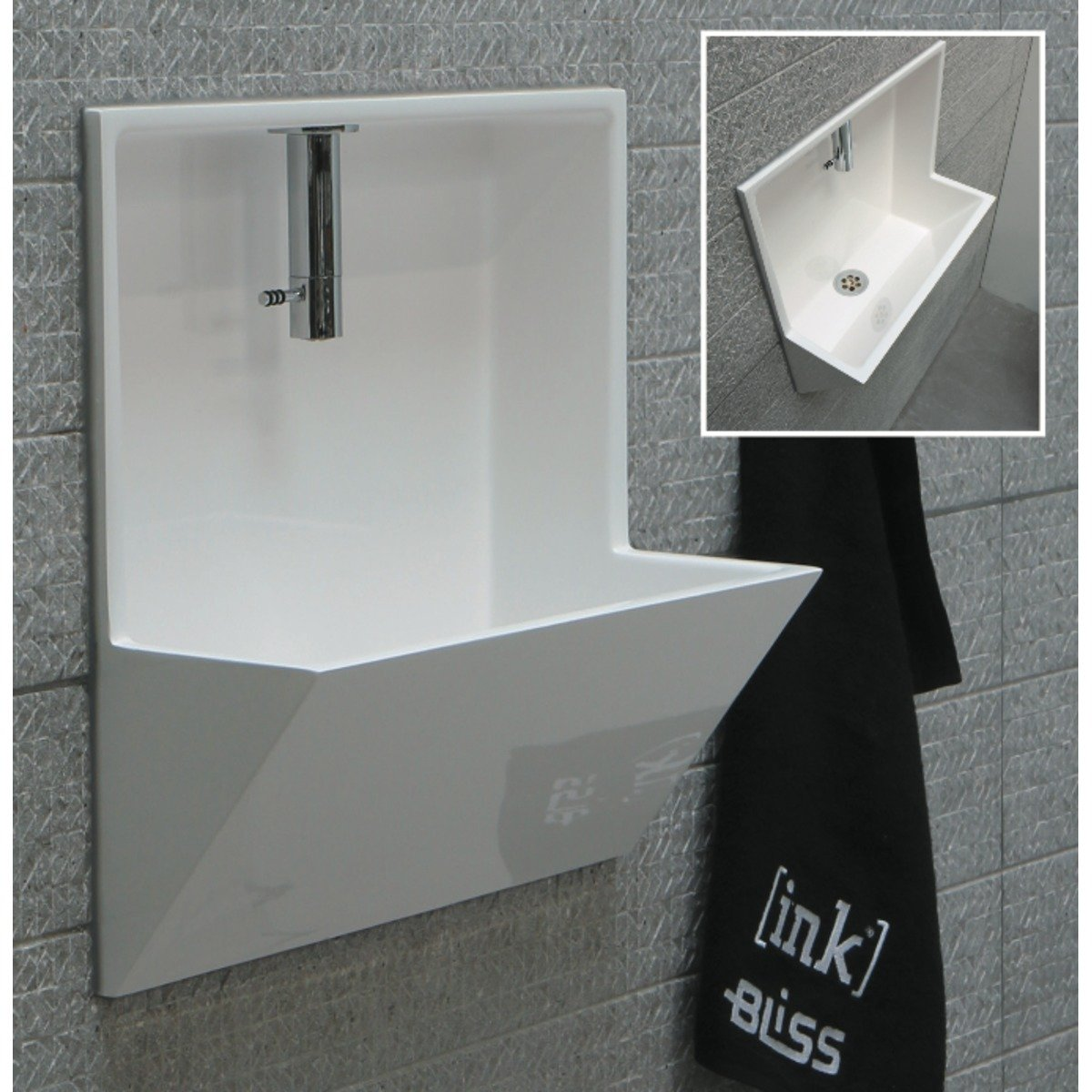 Sanibell Recess fonteinset 40x21x40cm Polystone incl. kraan, sifon, plug en montageset glans wit