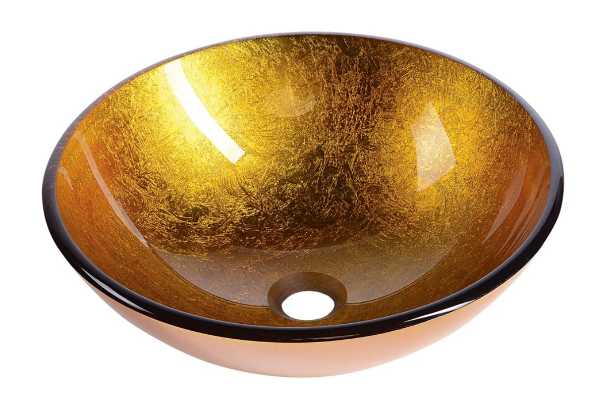 Sapho Ago glas waskom diameter 42 cm goud